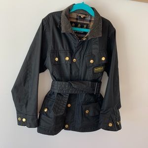 BARBOUR INTL BOYS/GIRLS WAXED JACKET/RAINCOAT